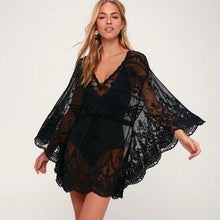 Carregar imagem para a galeria, paréo robe de plage soleil vacance été noir ile blanc piscine be cover