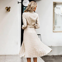 Charger l'image dans la galerie, robe manche longue beige carreau genou noir robe automne robe soiree robe cocktail robe manche longue be cover
