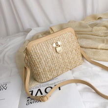 Carregar imagem para a galeria, sac a main rectangulaire brun blanc rotin paille tendance bandouliere delux be cover