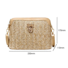 Carregar imagem para a galeria, sac a main rectangulaire brun blanc rotin paille tendance bandouliere delux be cover