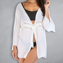 Charger l&#39;image dans la galerie, paréo robe de plage mer soleil vacance été noir ile blanc piscine be cover
