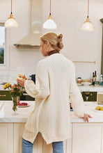 Upload image to gallery, pull cardigan automne zebre hiver beige ecru blanc chaud coton polyester chic tendance fashion
