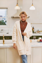 Upload image to gallery, pull cardigan automne zebre hiver beige ecru blanc chaud coton polyester chic tendance fashion
