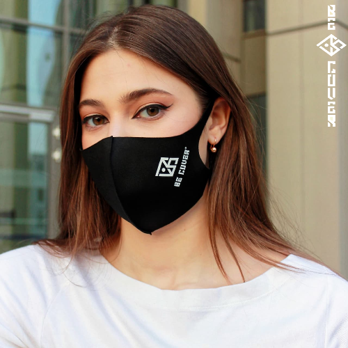 masque de protection et pochette noir  be cover