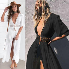 Upload image to gallery, paréo robe de plage mer soleil vacance été noir ile blanc piscine be cover
