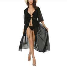 Upload image to gallery, paréo robe de plage mer soleil vacance été noir ile blanc piscine be cover
