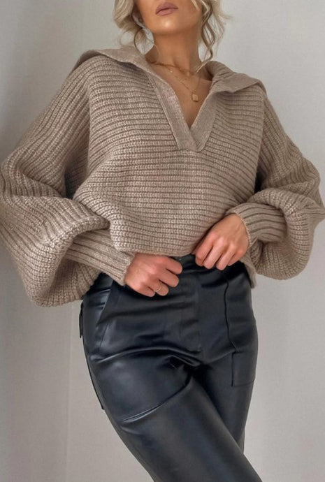 pull beige sweater automne hiver chaud coton nylon chic tendance fashion be cover