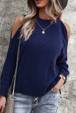 Charger l&#39;image dans la galerie, pull sweater bleu automne hiver chaud coton polyester chic tendance fashion

