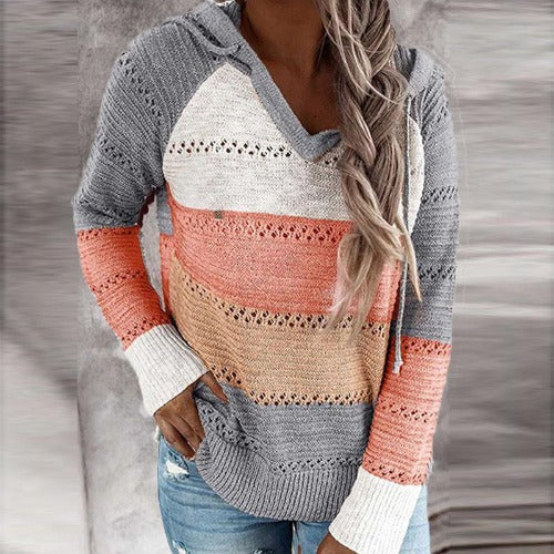 pull capuche sweater automne hiver chaud coton polyester chic tendance fashion.