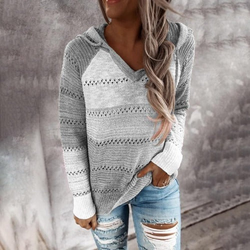 pull capuche sweater automne hiver chaud coton polyester chic tendance fashion.