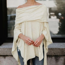 Upload image to gallery, pull sweater poncho automne hiver beige ecru chaud coton polyester chic tendance fashion
