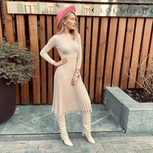 Carregar imagem para a galeria, robe longue rose manches longues rose coton automne tendance sexy fashion becover
