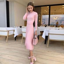 Carregar imagem para a galeria, robe longue rose manches longues rose coton automne tendance sexy fashion becover

