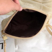 Charger l&#39;image dans la galerie, sac a main rectangulaire brun blanc rotin paille tendance bandouliere delux be cover

